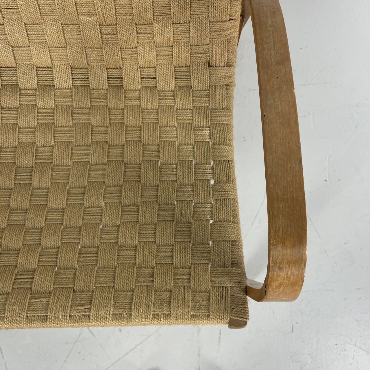 Mid Century Italian Wood And Chord Lounge Bench / Sofa photo vinterior