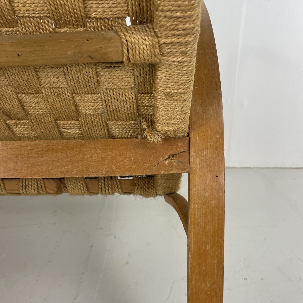 1052.0 Mid Century Italian Wood And Chord Lounge Bench / Sofa photo