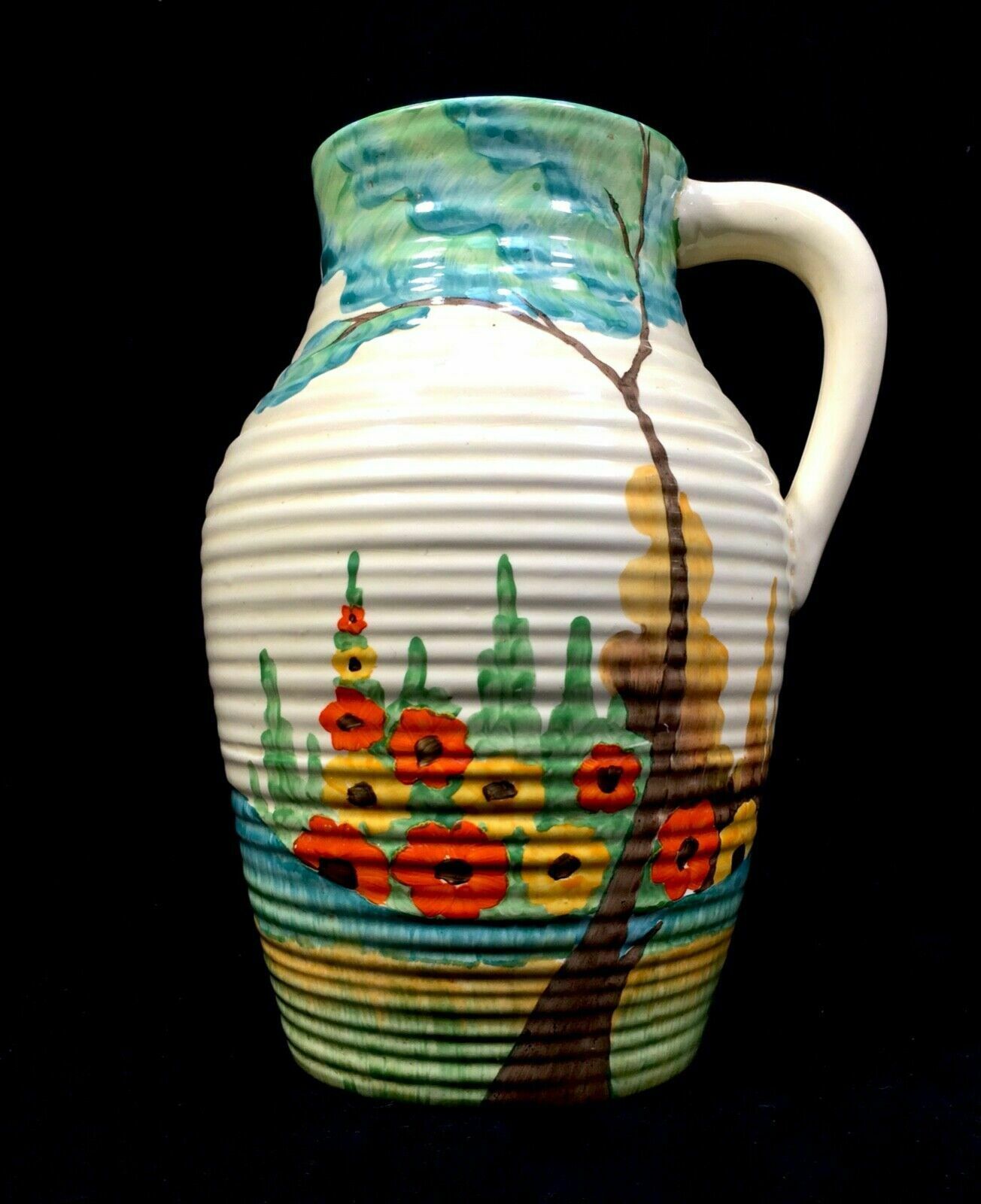 Antique Clarice Cliff Fragrance Lotus Jug Large / C1935 Art Deco Pottery Bizarre