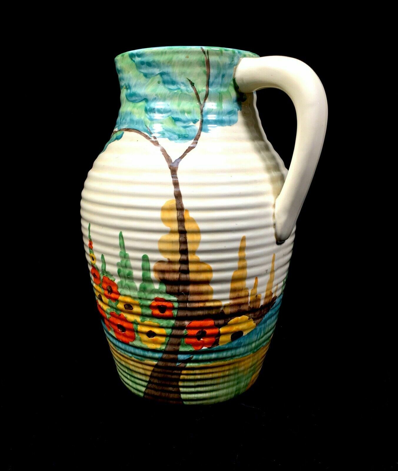 Antique Clarice Cliff Fragrance Lotus Jug Large / C1935 Art Deco Pottery Bizarre photo 1299.0