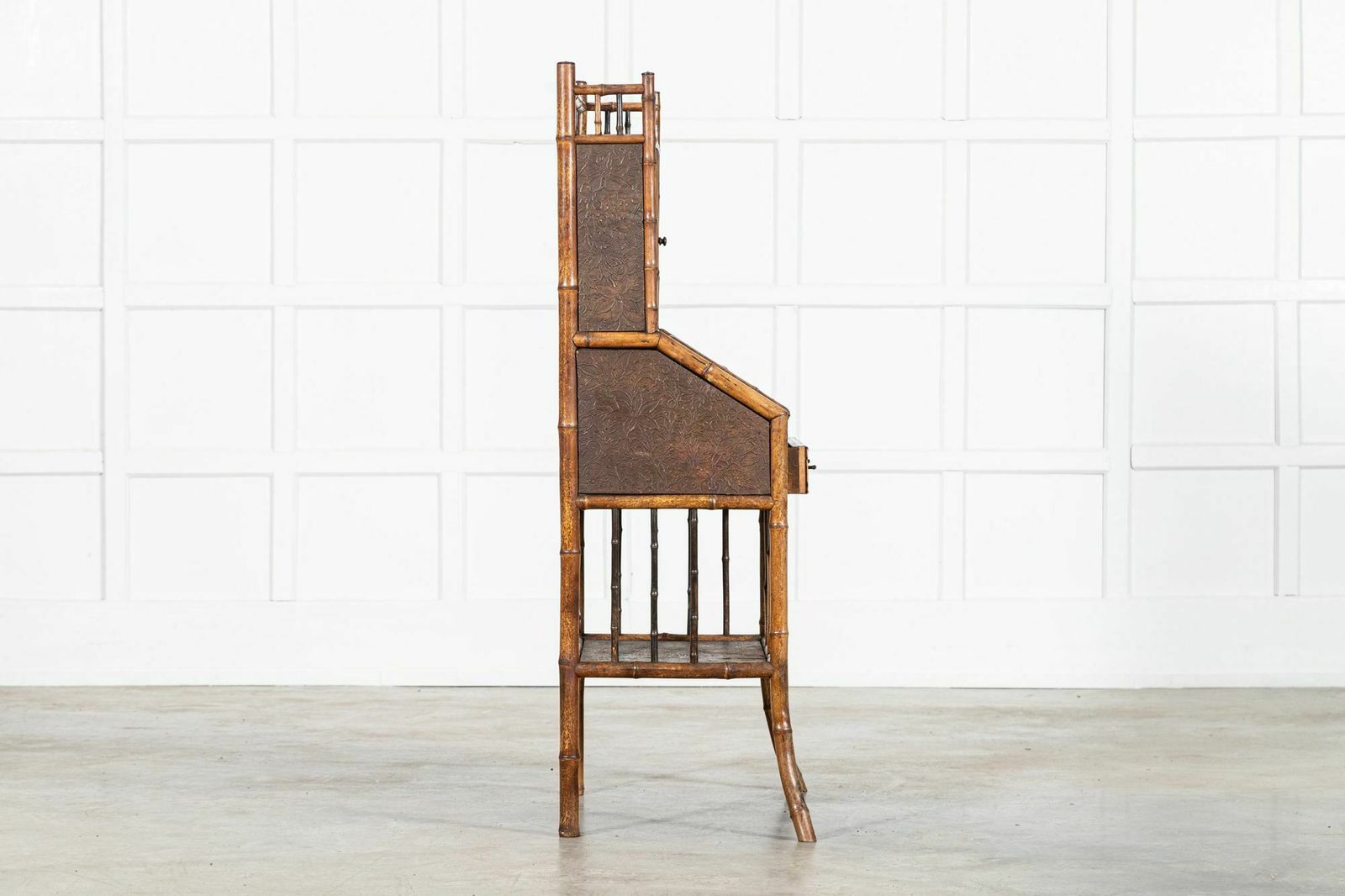19thc English Bamboo Bureau, 1800s photo vinterior
