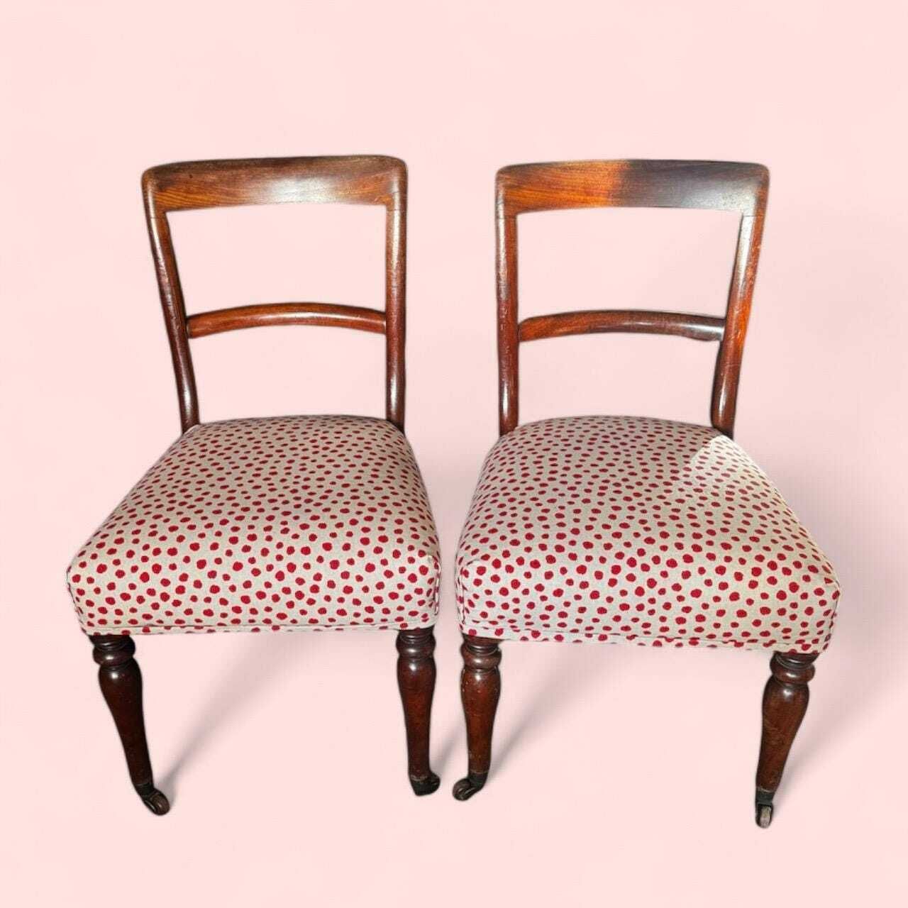 Antique Victorian Bedroom Chairs C1860 / Set Of 2 / New Upholstery photo for sale