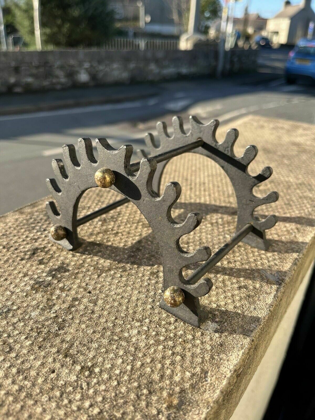 Home Decor Unusual Antique Iron 11 Pen Display Stand Rack Collectable Victorian Gothic photo