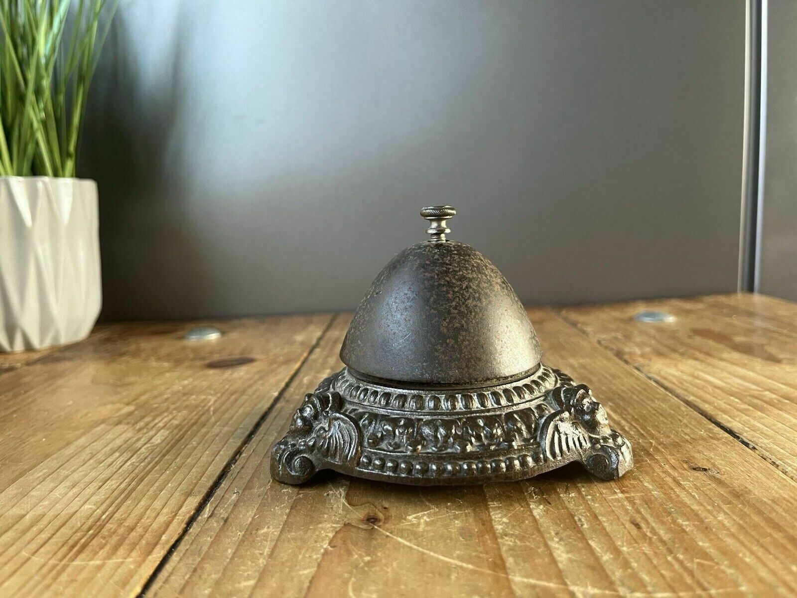 Antique Winged Cherub Reception Desk Twist Top Bell Shop Hotel Service Counter photo buy