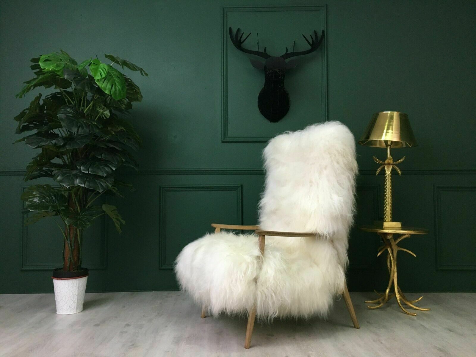 Vintage White Fluffy Sheepskin Bentwood Armchairs Chairs photo for sale