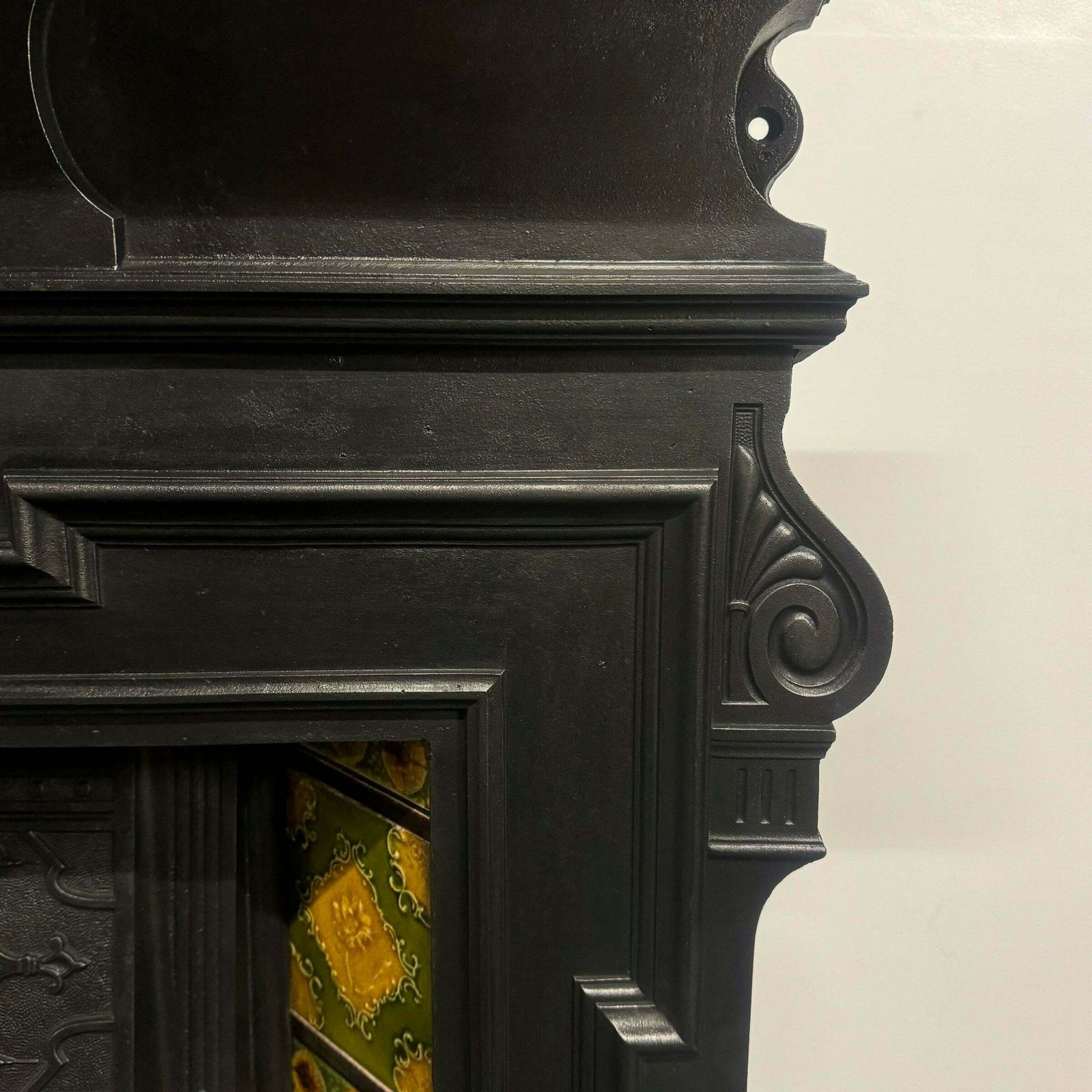 Antique Victorian Tiled Cast Iron Combination Fireplace photo for sale