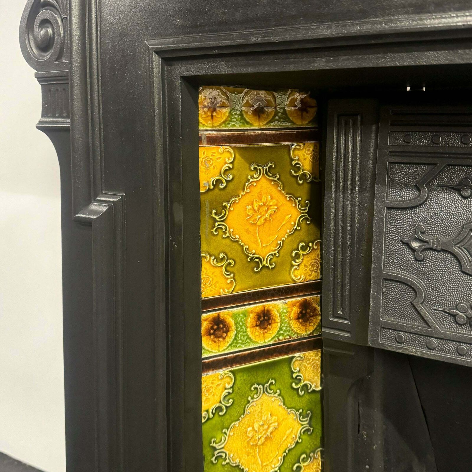 Antique Victorian Tiled Cast Iron Combination Fireplace photo vintage