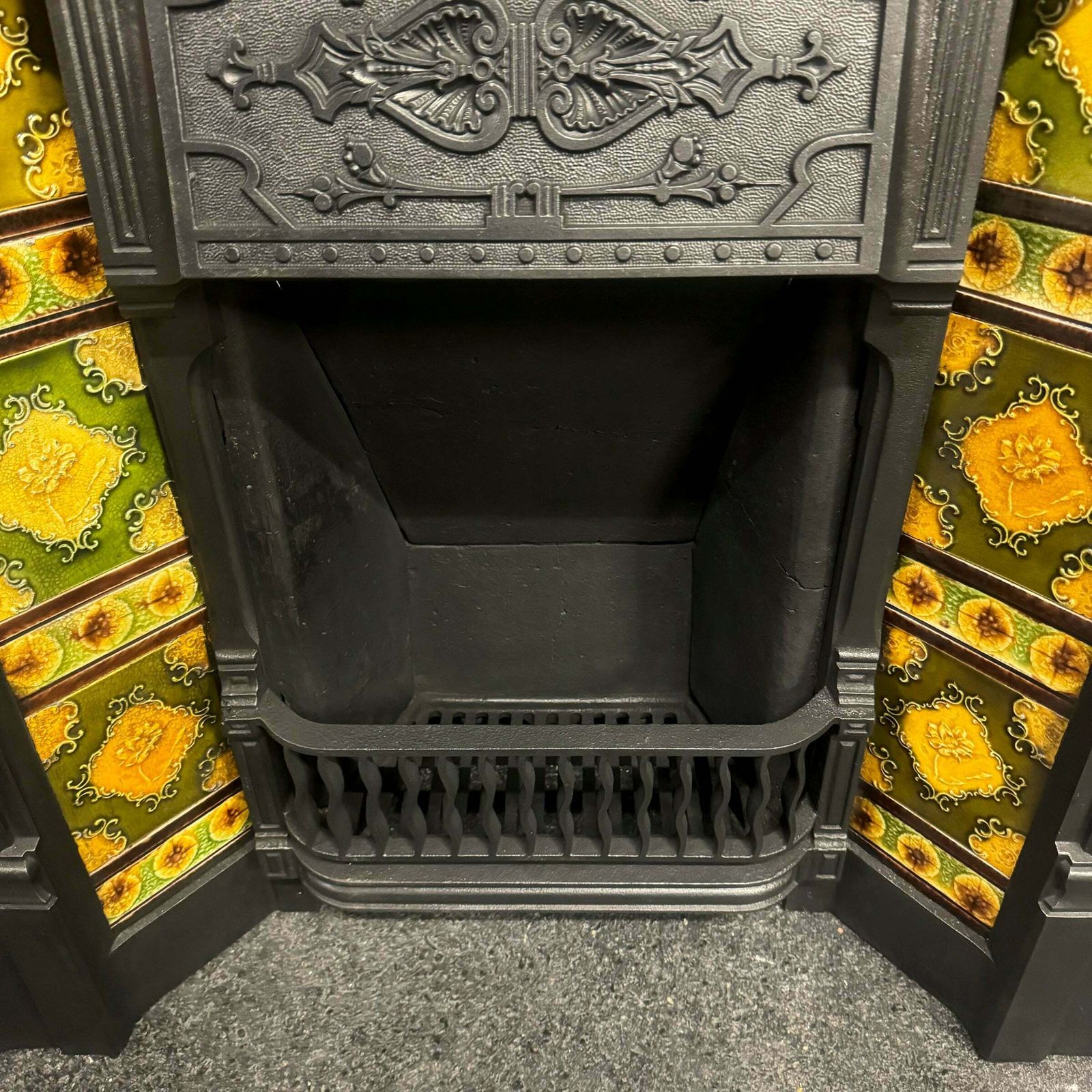 photo buy Antique Victorian Tiled Cast Iron Combination Fireplace