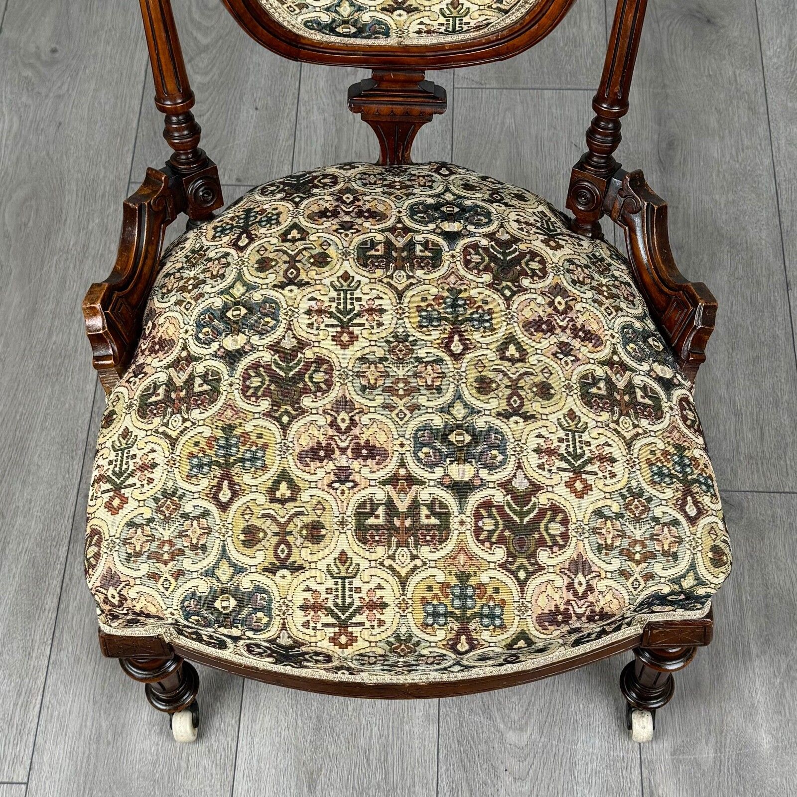 Furniture Antique 19th Century Pair Of Walnut Armchair’s photo