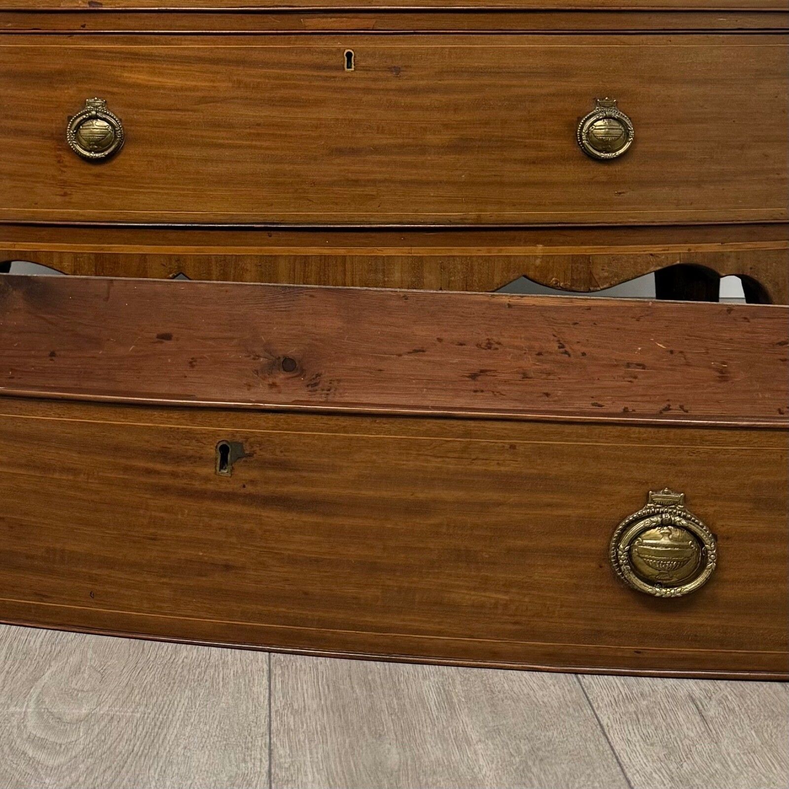 photo for sale Antique 19th Century Bow Front Chest Of Drawers In Mahogany