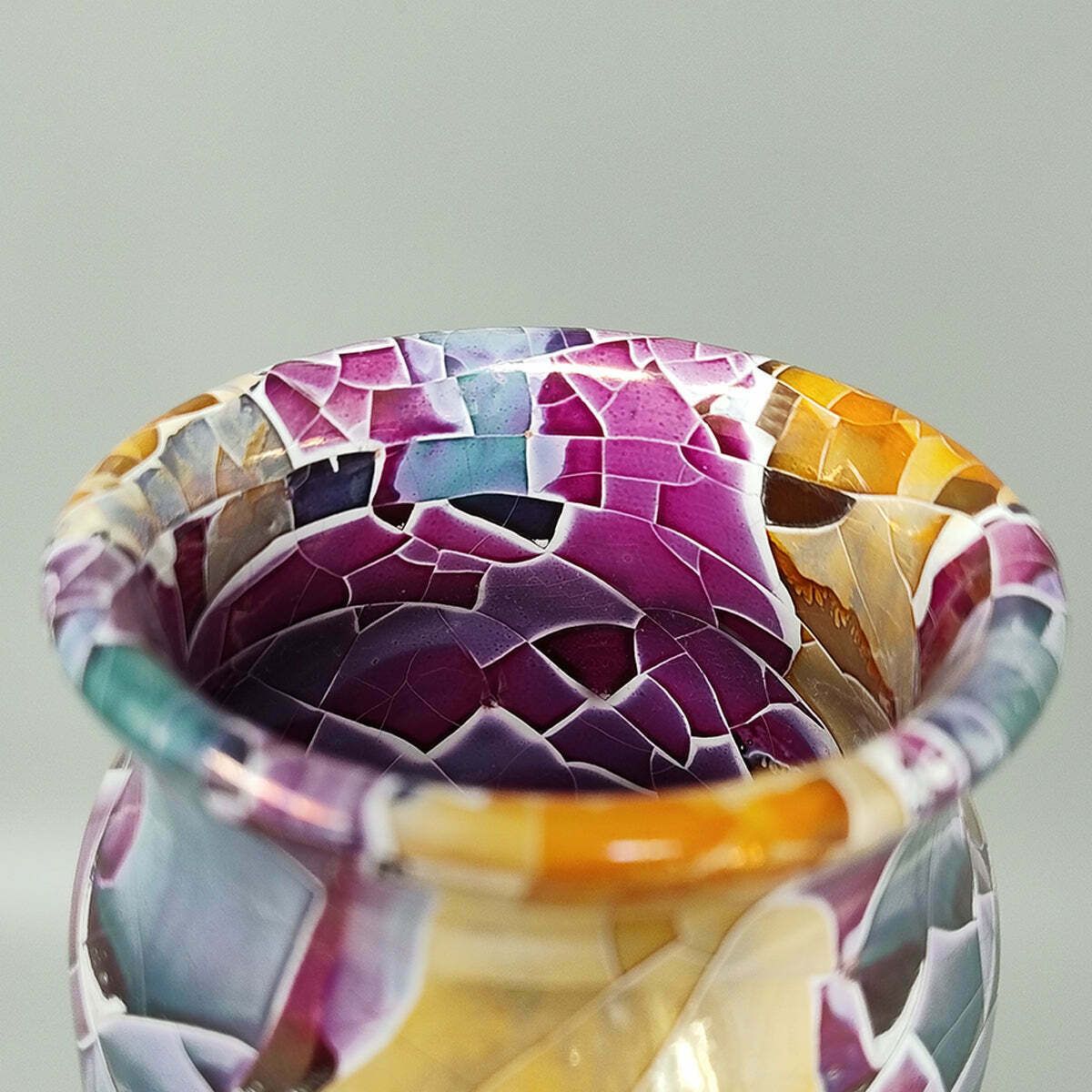 1990s Astonishing Giuseppe Locci Polycrome Craquelé Vase In Sardinian Ceramic. Made In Italy photo buy