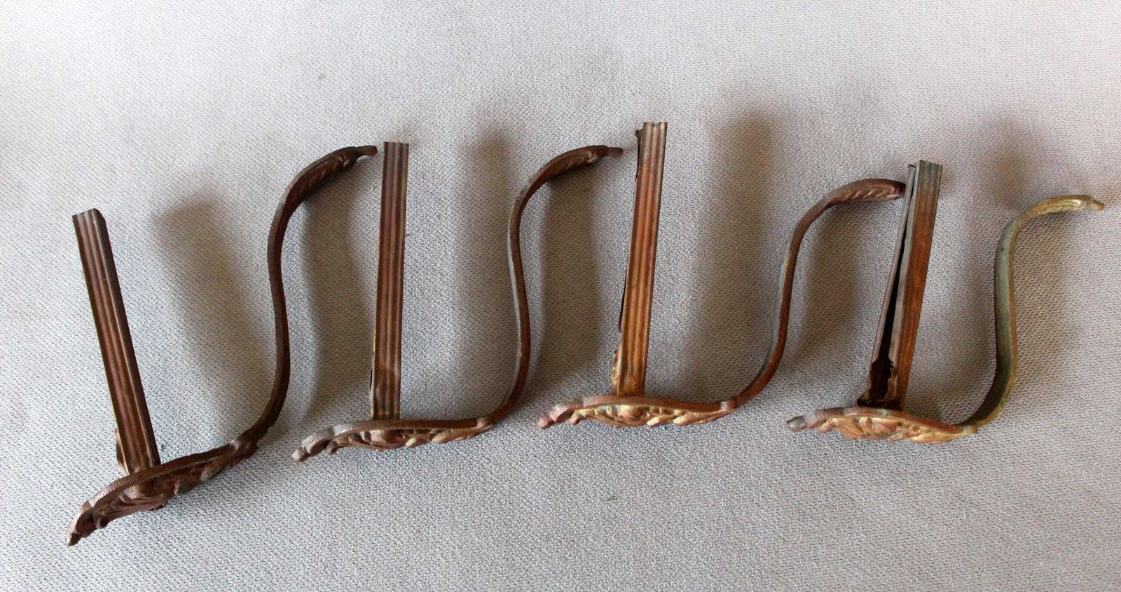 4 Antique Brass French Empire Regency Curtain Pole, Cutrain Holder Brackets, Curtain Support, Napoleon, Castle Hardware Restoration, Tieback photo buy