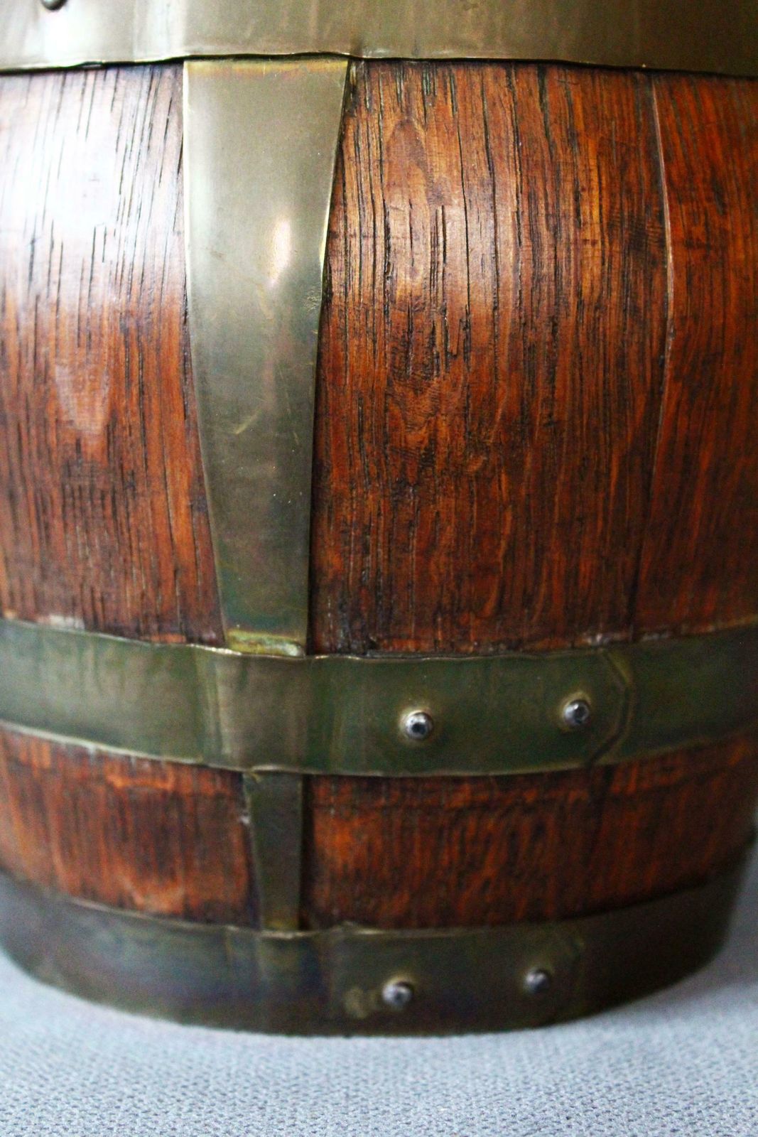 Hoge Vintage Franse Houten En Messing Ciderkruik, Calvadoskan, Handgemaakt, Vatkruik, Landelijk, Normandië photo 65.0