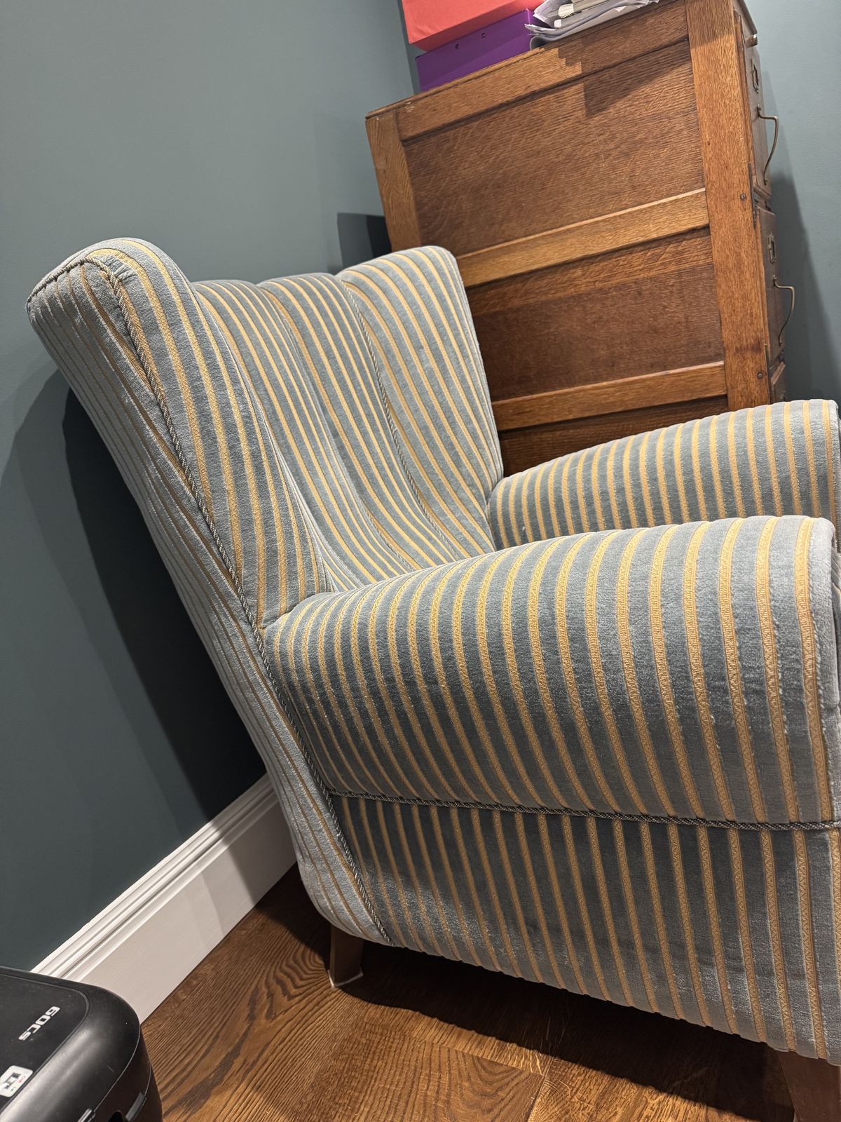 Armchair Used In Blue/White Striped. Beautiful Condition. photo Furniture
