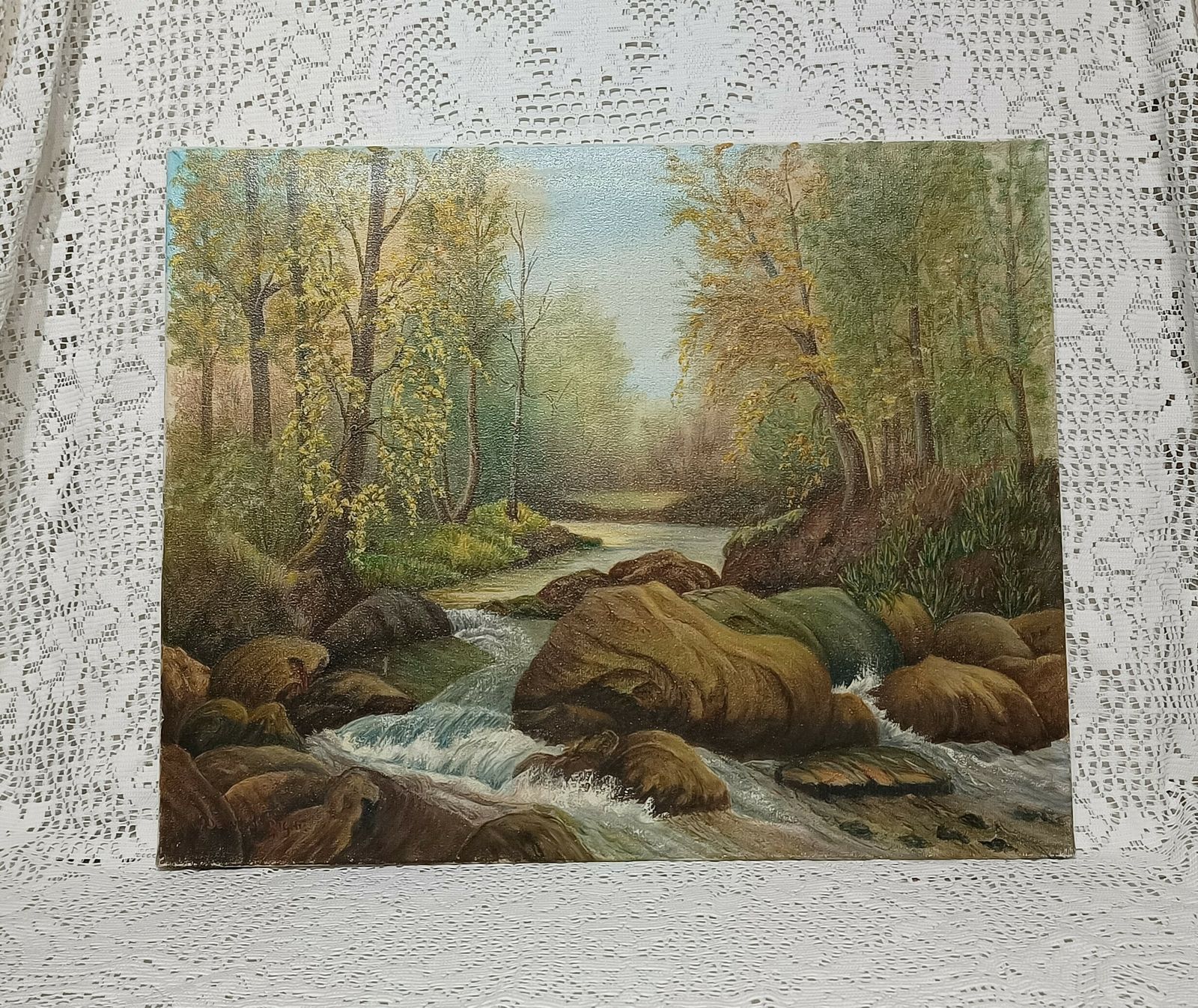 Original Oil Painting River Tavy Dartmoor Devon On Stretched Cotton Canvas Unframed Artist Signed. photo furniture