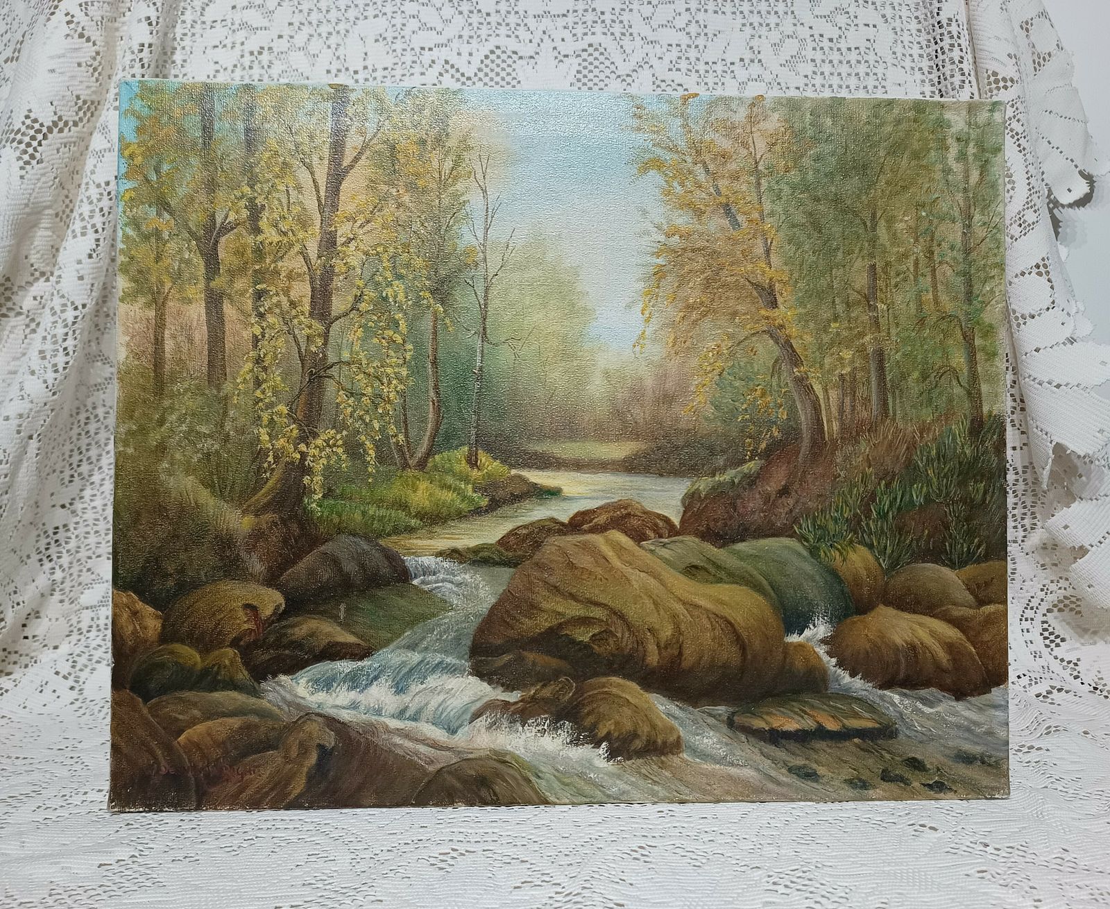 Original Oil Painting River Tavy Dartmoor Devon On Stretched Cotton Canvas Unframed Artist Signed.