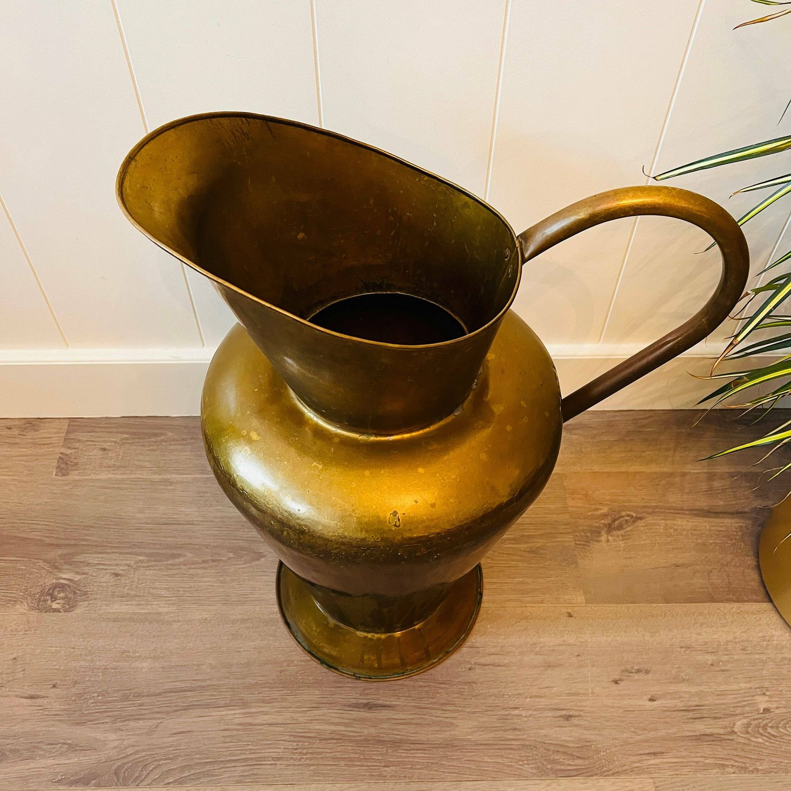 Vintage Grote Koperen Kan, Paraplubak Voor In De Hal Met Handvat photo 595.0