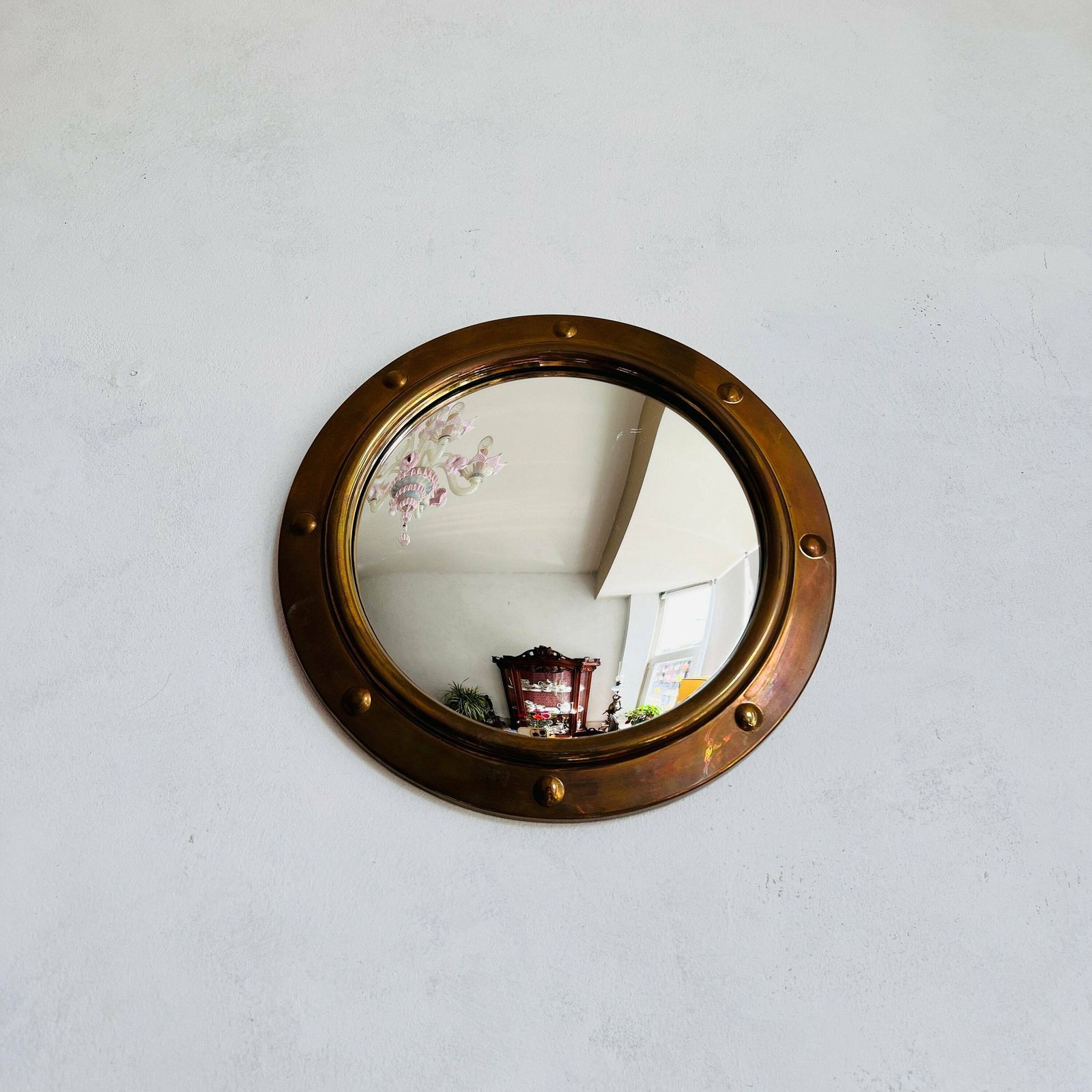 Vintage Bolle Spiegel | Hollywood Regency Woondecoratie | Interieuraccentstuk