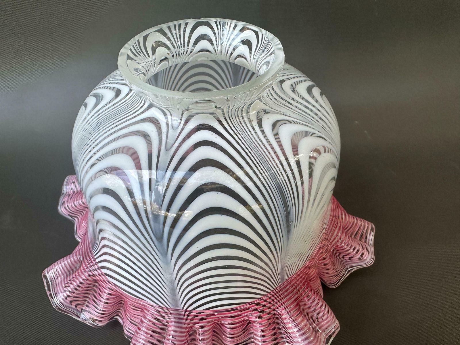 photo furniture Antique French Tulip Red And White Glass Lamp Shade Xxe Gift For Her