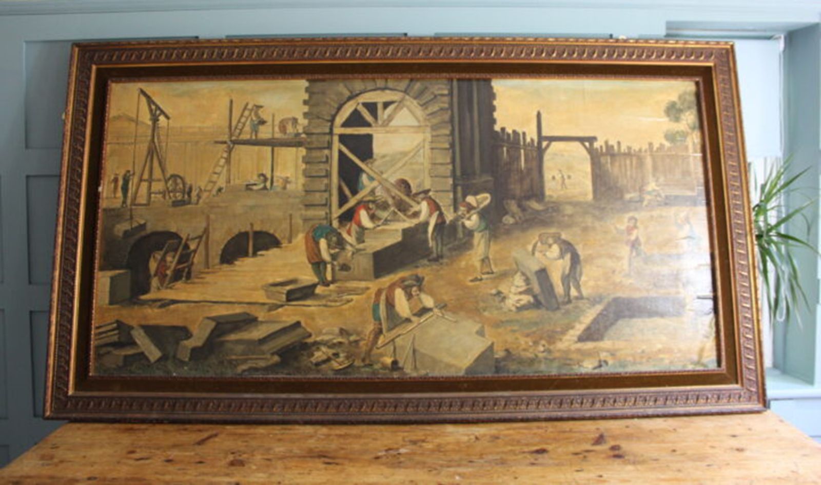 Abbé Prévost The Stonemasons At Work Oil On Paper photo buy