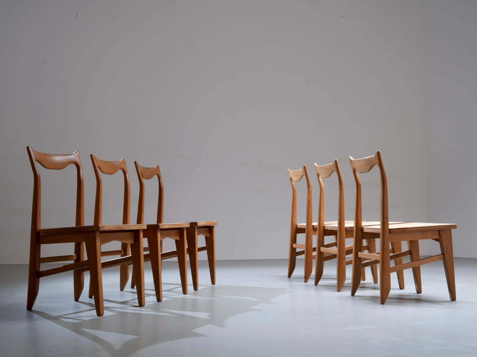 Set Of 6 Guillerme Et Chambron Dining Chairs In Oak, France, 1960's photo Furniture