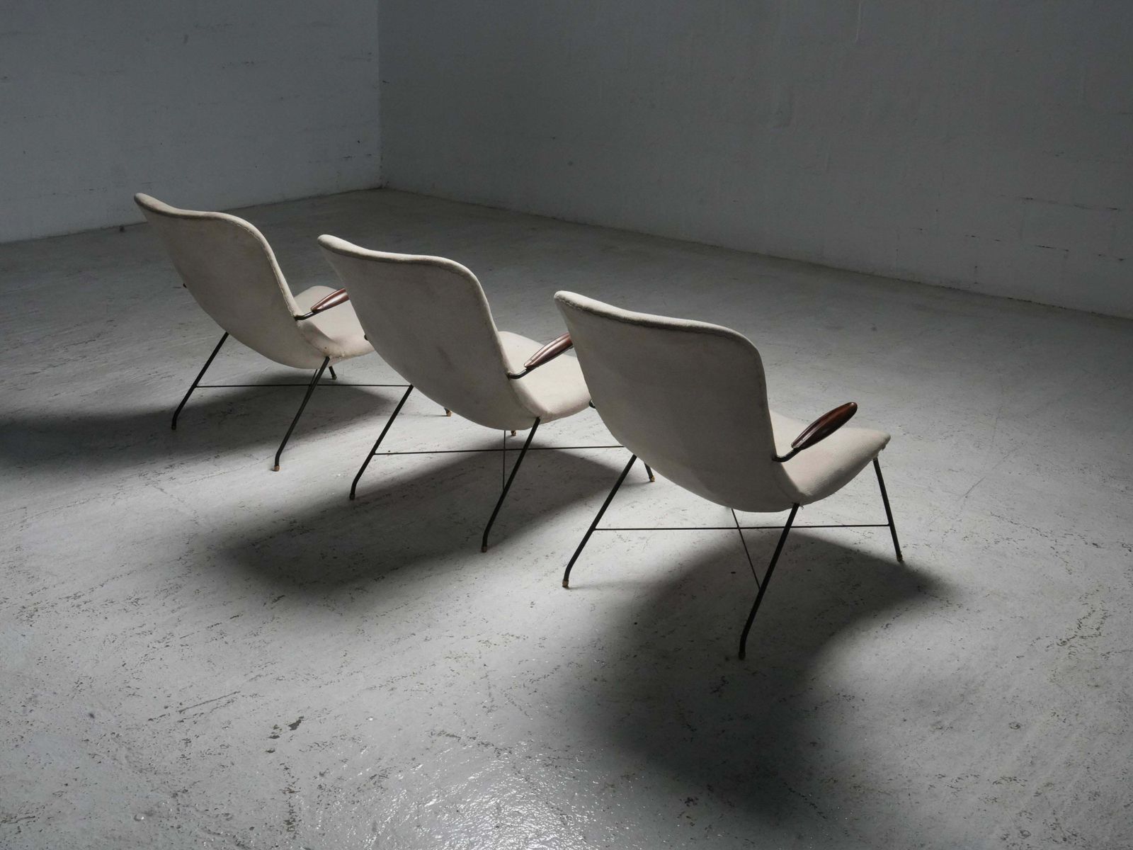 photo furniture Set Of 3 Lounge Chairs By Eisler And Hauner In Wood And Steel,  Brazil, 1960's