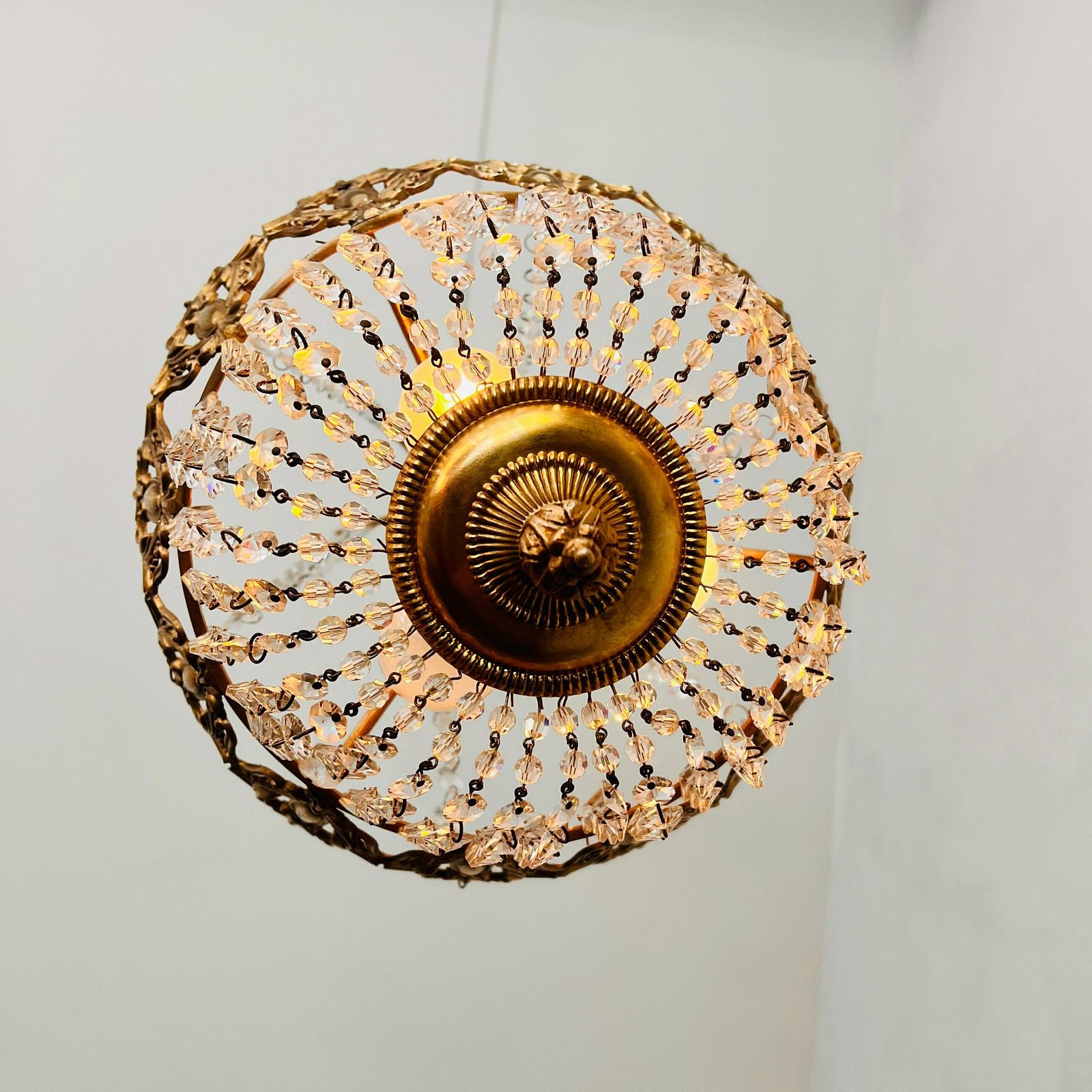 Vintage Chandelier, French Crystal Button Tent And Bag Chandelier, Home Lighting photo buy