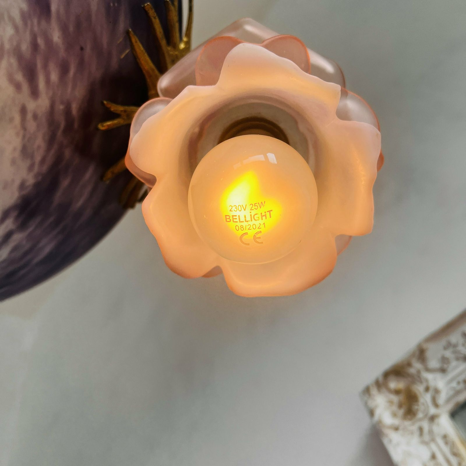 photo furniture Antique Purple Chandelier French Pendant Lamp With 4 Bulbs Light Vintage Home Lighting