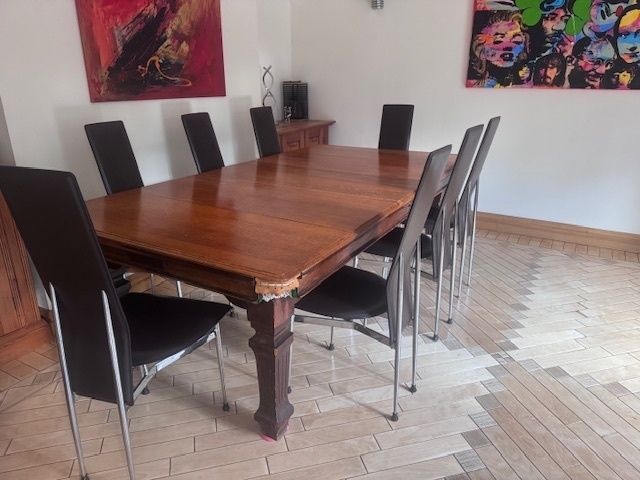 Rare 7ft X 3.5ft Antique Snooker Dining Table photo vinterior