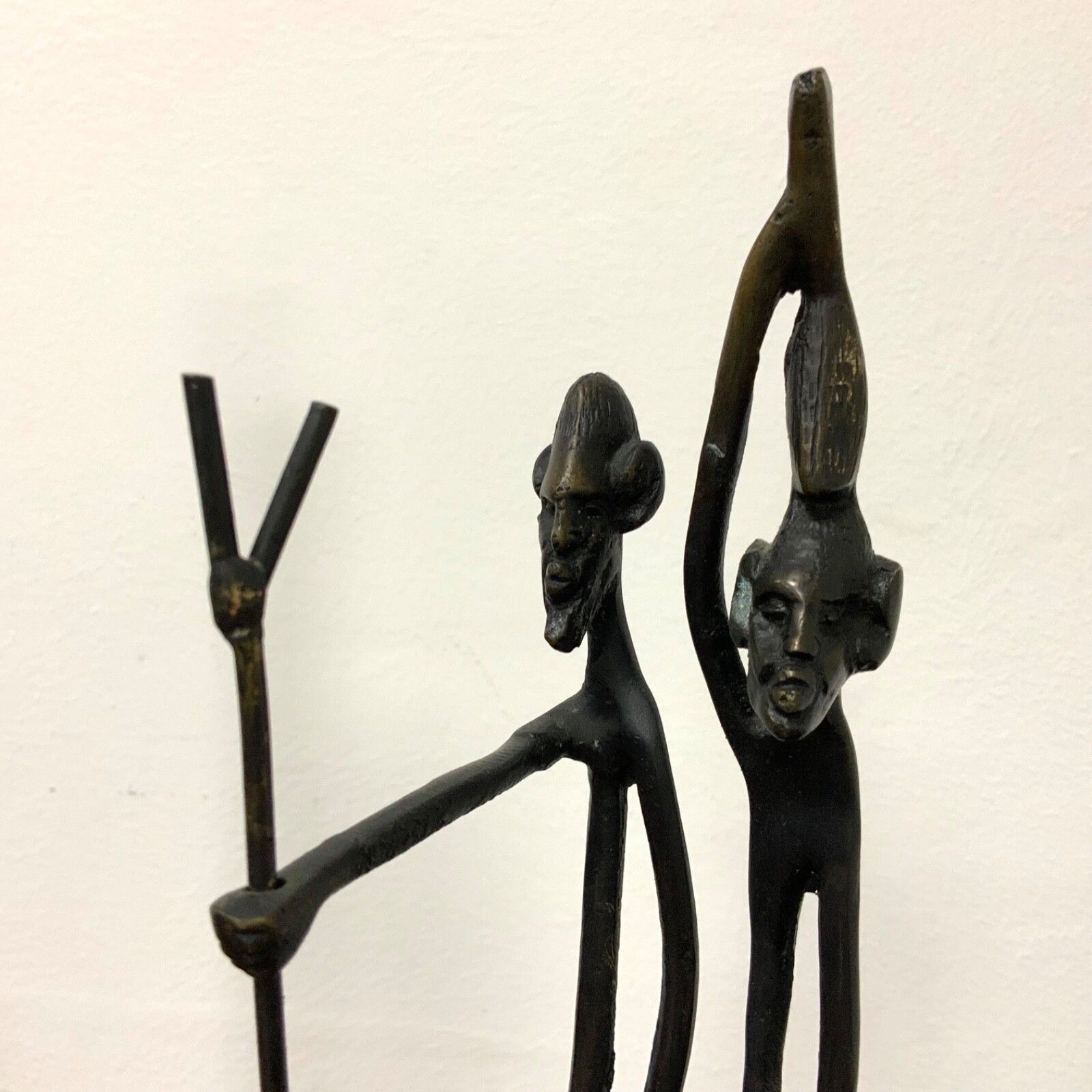 photo for sale Vintage Pair Of African Tribesman Bronze / Brass Statues Figurines 2