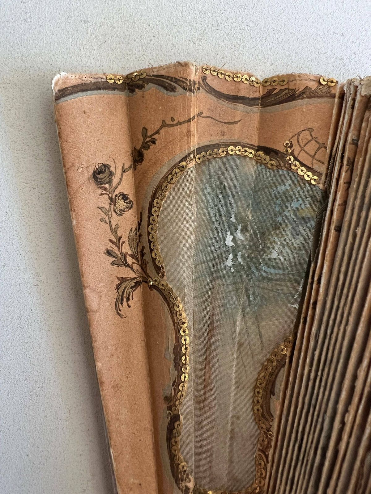 photo for sale Antique 1900 1920 Victorian Hand Painted Fan Exquisite Hand Fan