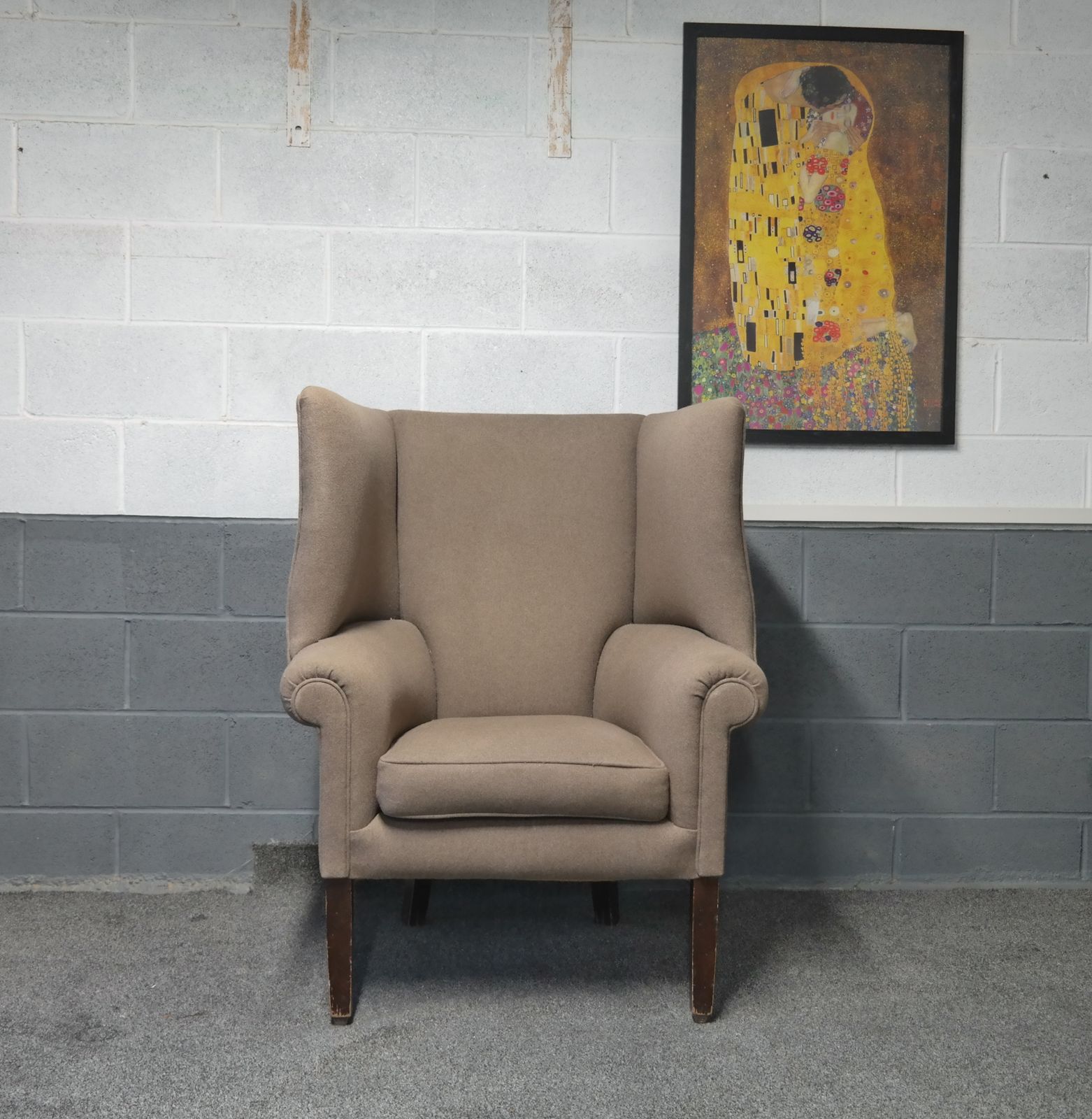 Stunning George III Wing Back Library Club Fireside Armchair   Sand photo Furniture