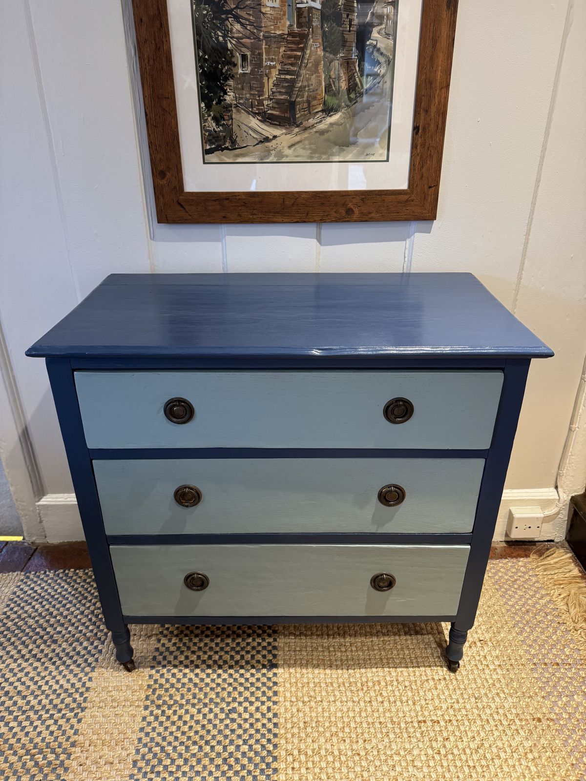 Three Drawer Chest Painted In Farrow & Ball Blues photo buy