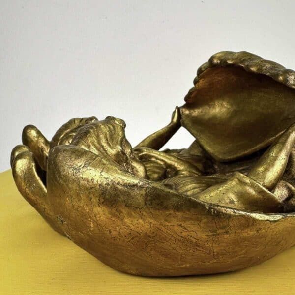 Golden Wooden Wall Holy Water Stoup Sculpture With Angels photo 51.0