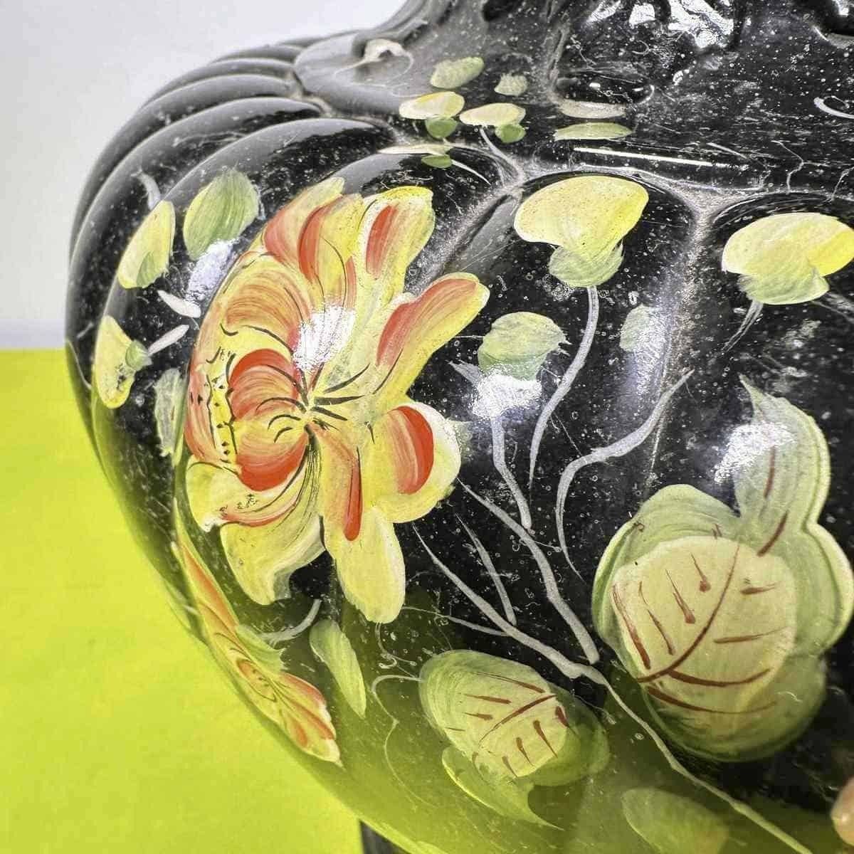Black Bassano Ceramic Vase With Hand Painted Decorations Enriched By Artisanal Composition photo furniture