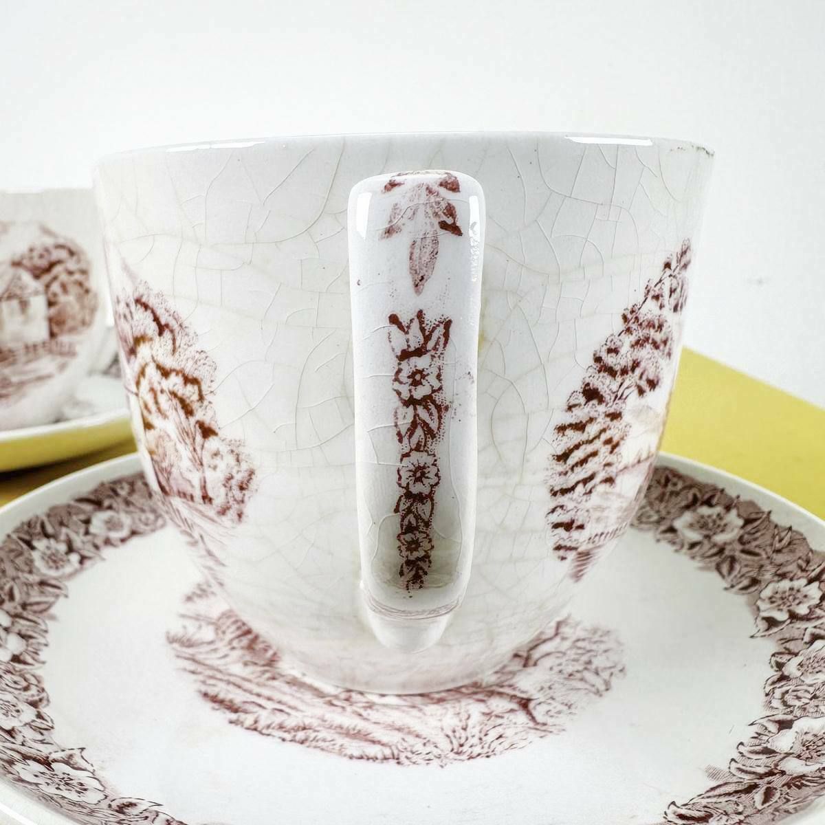 Pair Of Mugs With Saucer Wh Grindley Staffordshire England photo for sale