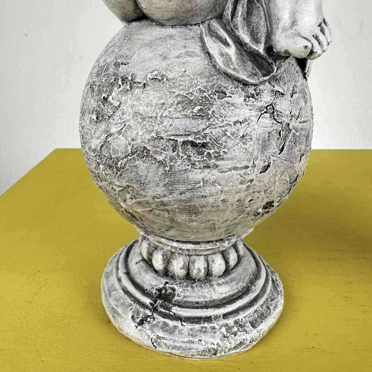 Pair Of Cherubs On Resin Sphere Pedestal photo Art