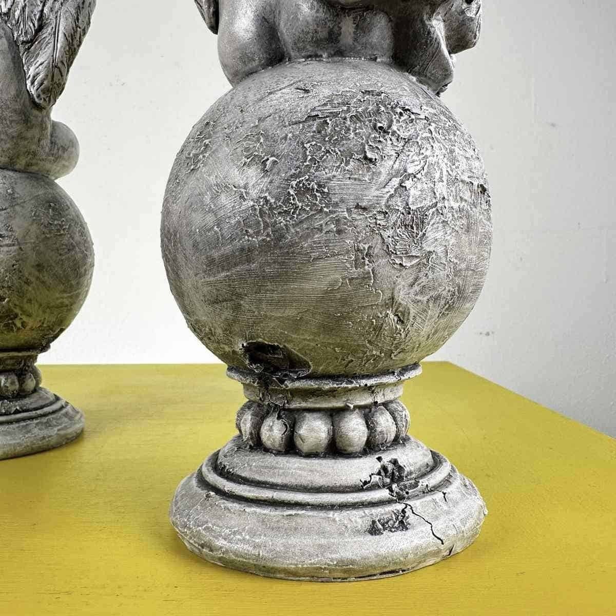 Pair Of Cherubs On Resin Sphere Pedestal photo buy