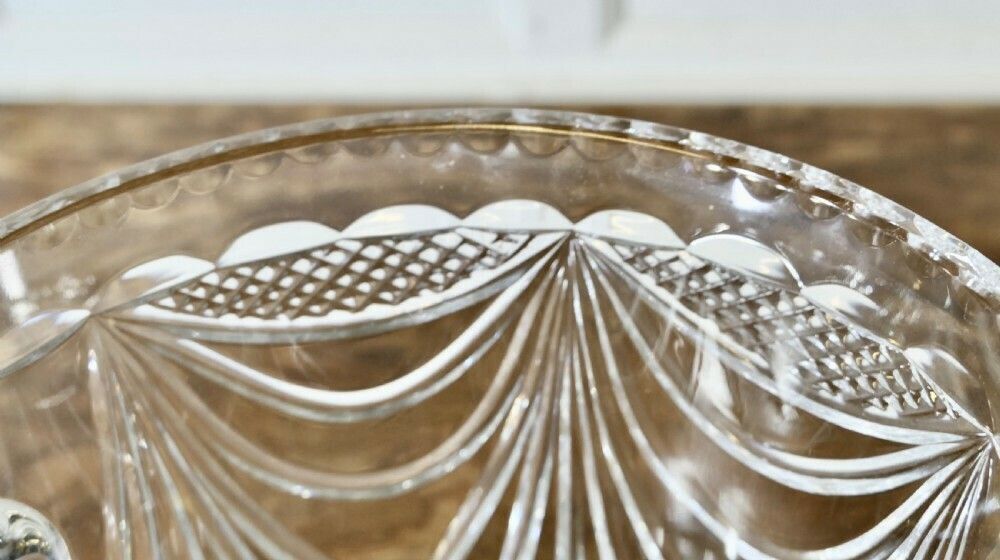 Large French Art Deco Hand Blown Cut Crystal Champaign Ice Bucket, Wine Cooler photo Home Decor