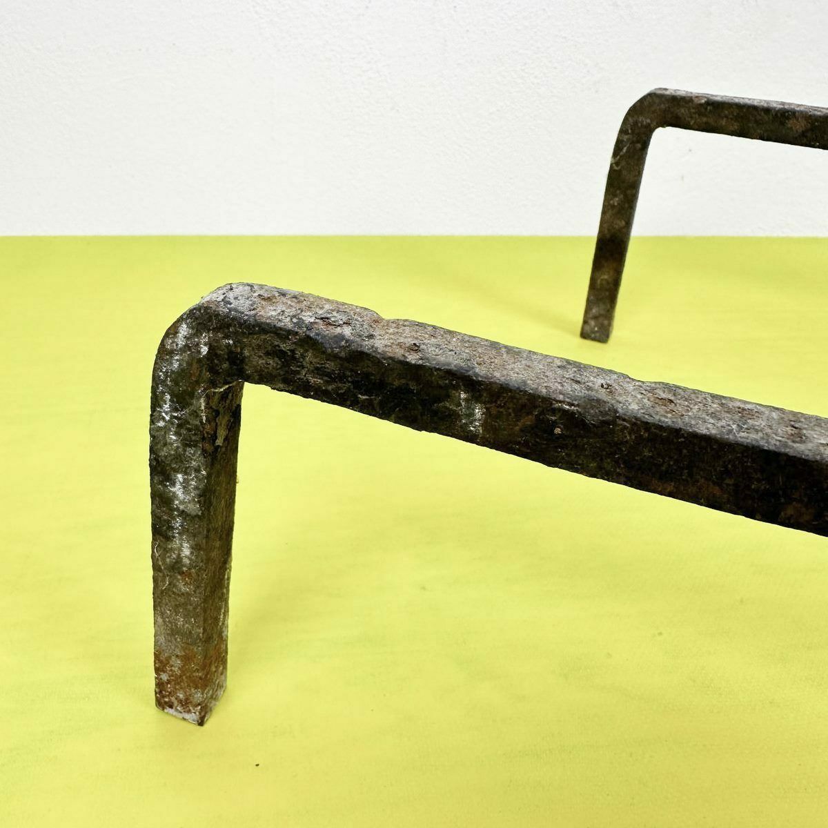 Pair Of Metal Andirons With Brass Knobsa photo buy