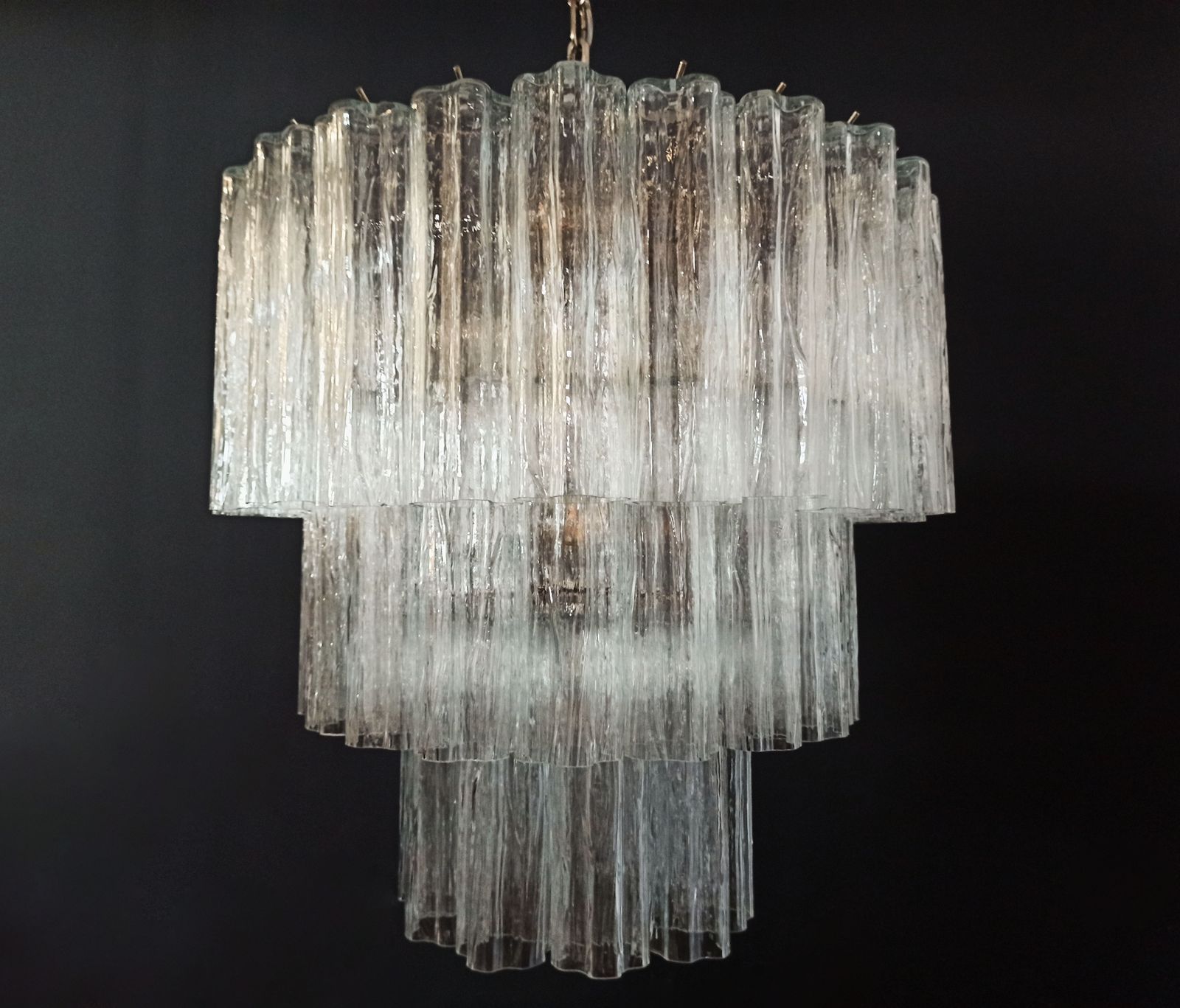Large Three Tier Murano Glass Tube Chandelier   52 Glasses