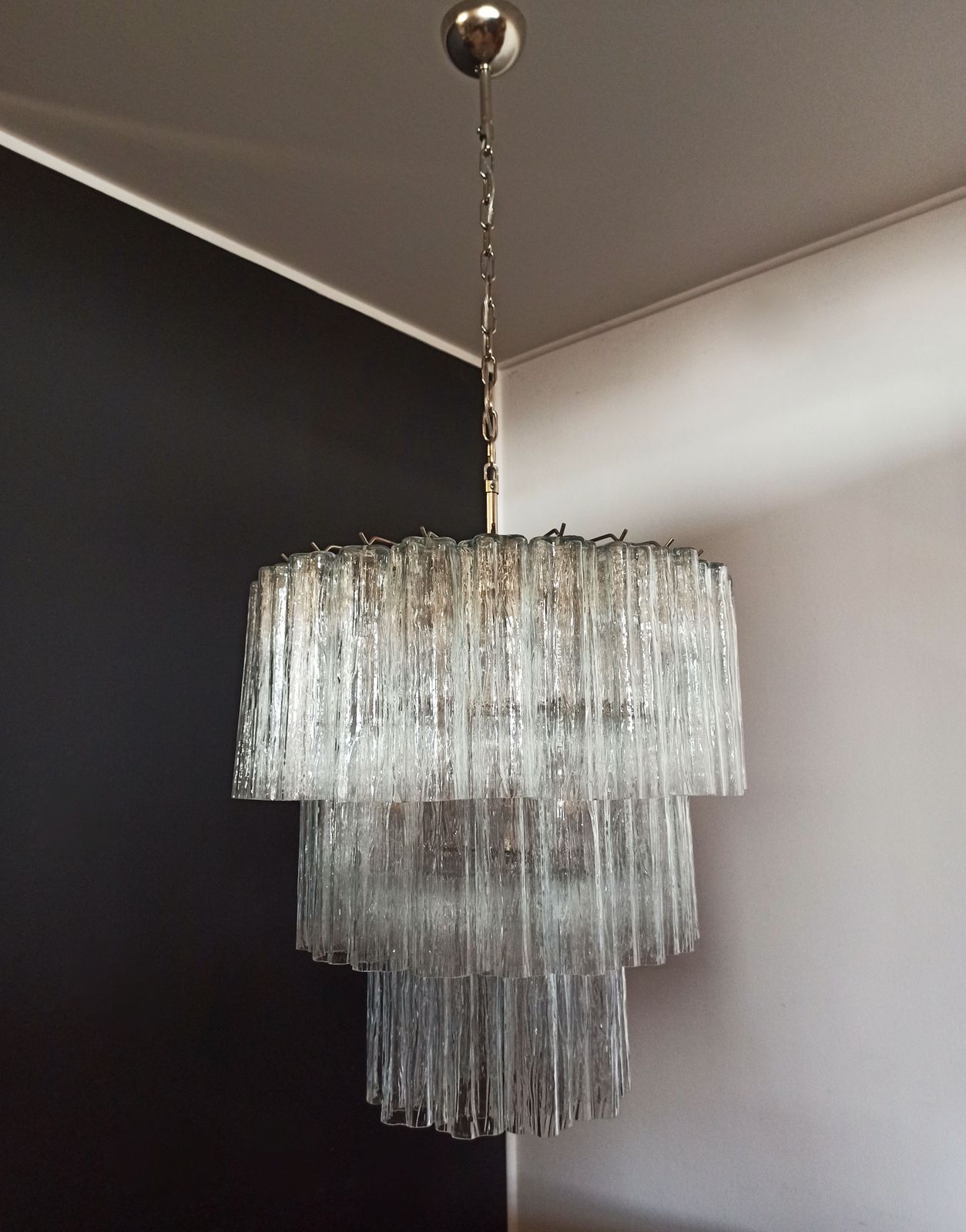 photo furniture Large Three Tier Murano Glass Tube Chandelier   52 Glasses