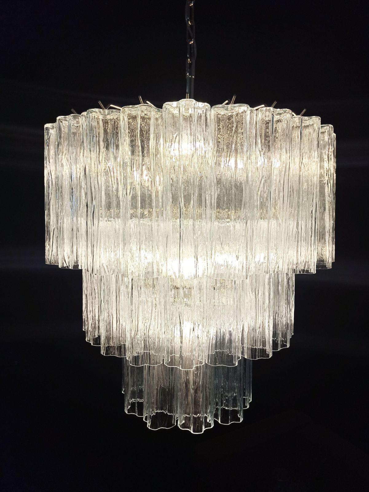 photo vinterior Large Three Tier Murano Glass Tube Chandelier   52 Glasses