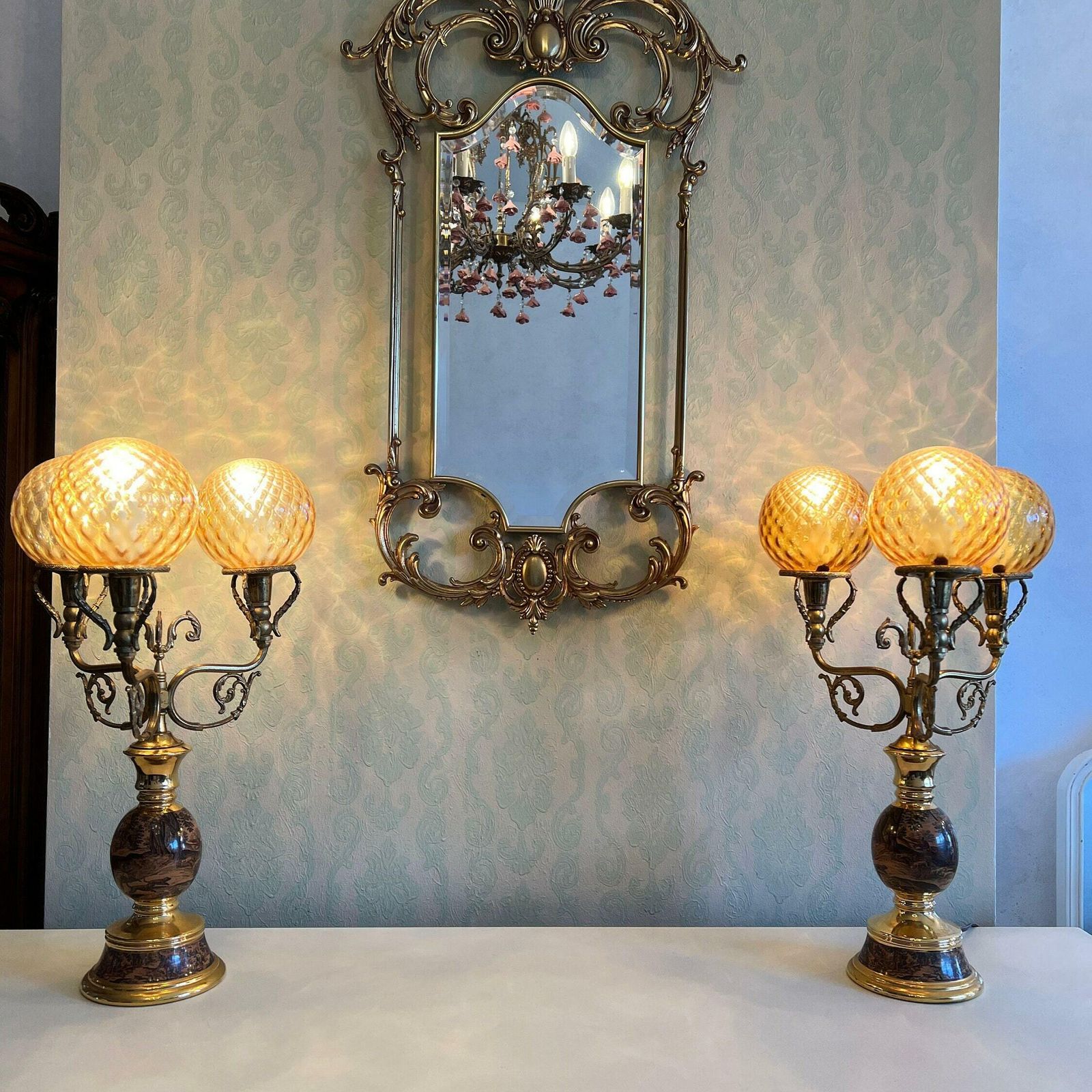 Vintage Paar Italiaanse Lampen, Set Van 2, Woondecoratie, Verlichting, Interieurontwerp photo for sale