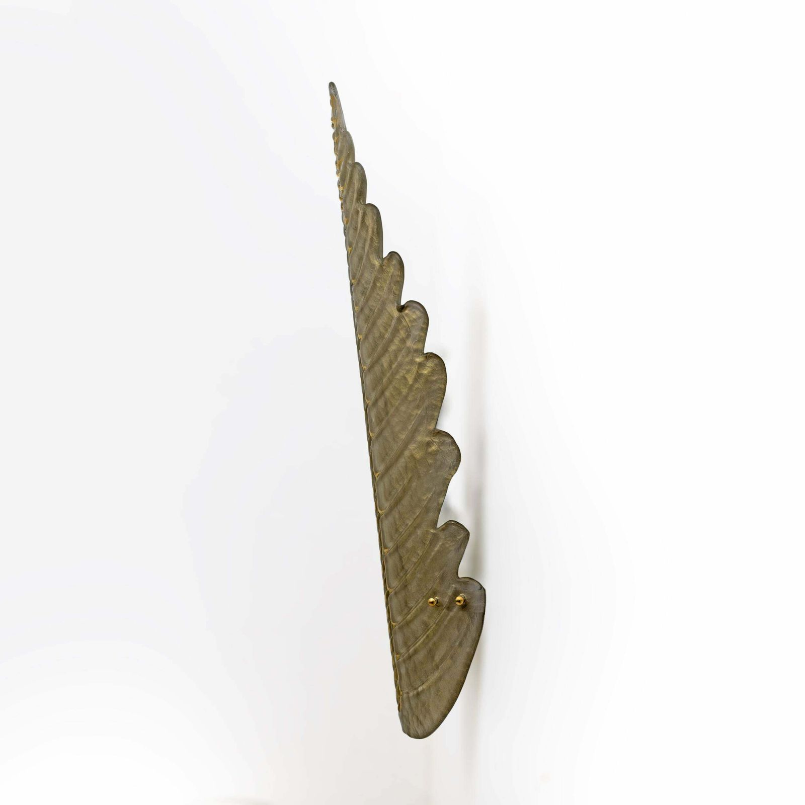Pair Of Mid Century Modern Murano Glass Gold Yellow Big Leafs Sconces photo 2104.0