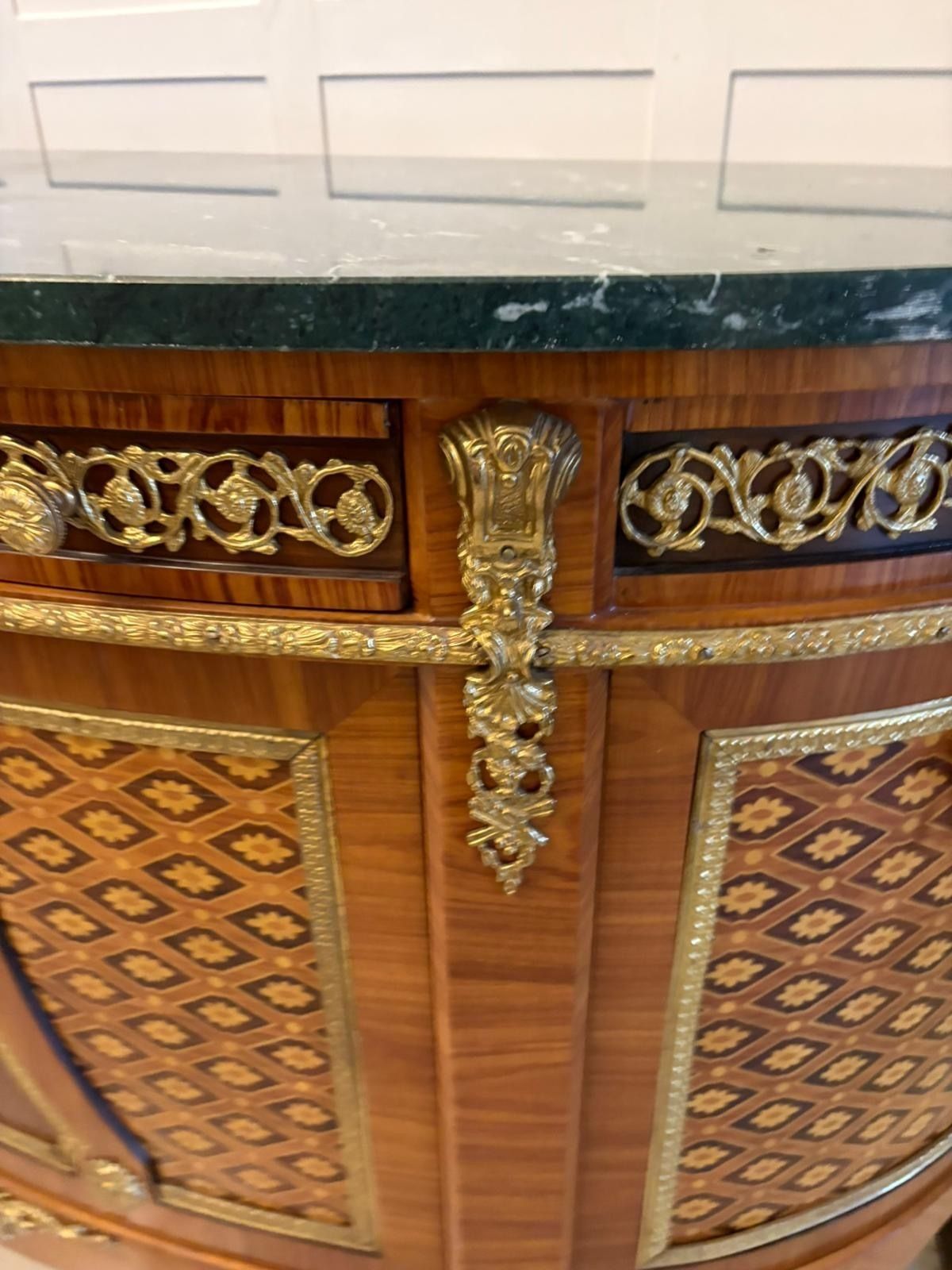Fine Quality Antique French Kingwood Marquetry And Parquetry Inlaid Marble Top Sideboard photo vinterior