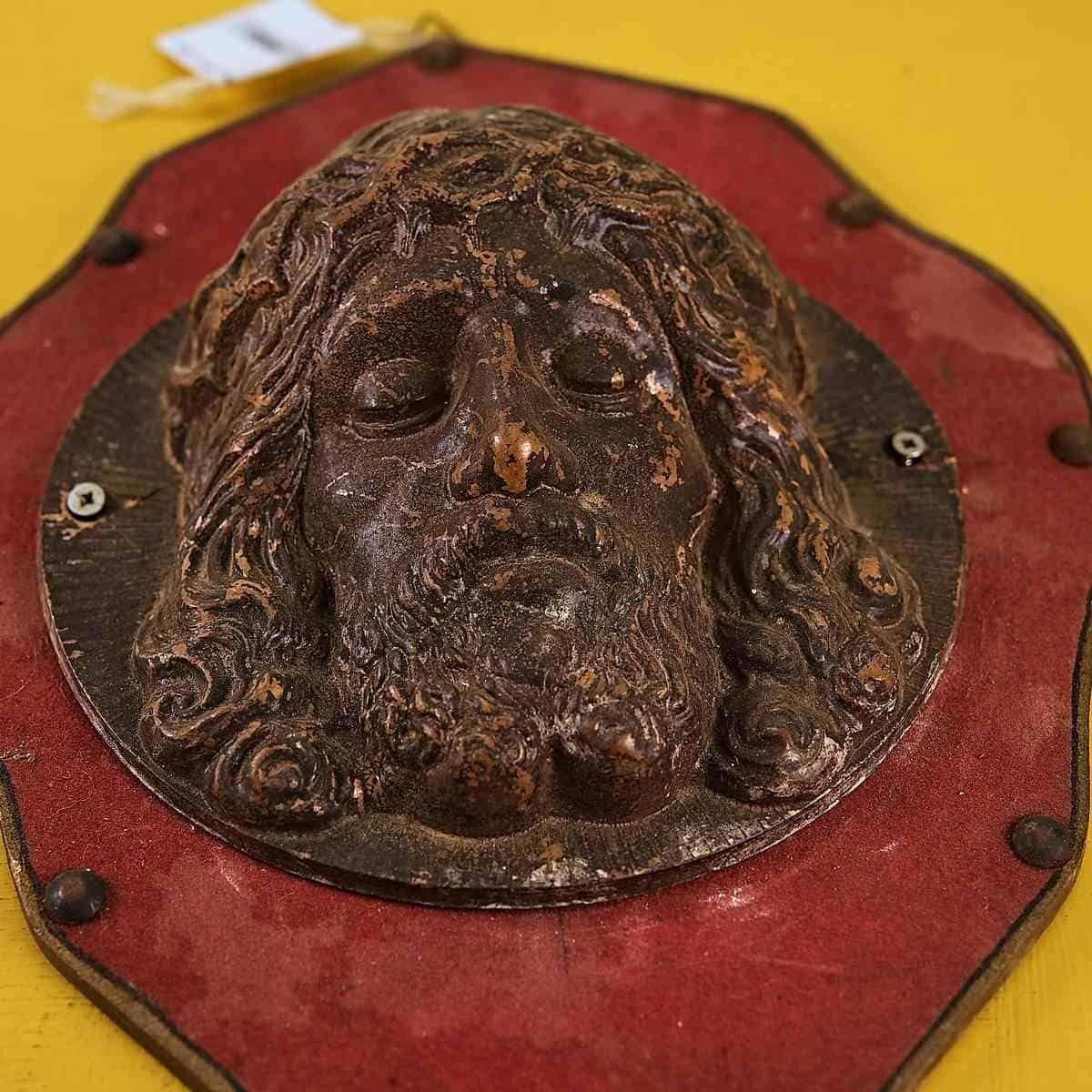 Vintage Wooden Wall Christ Face photo furniture
