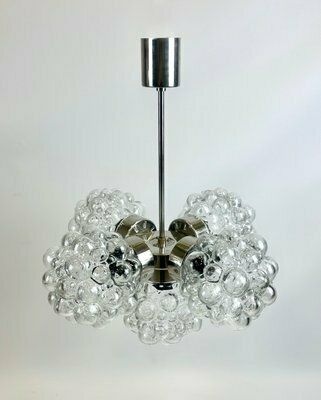 Mid Century 5 Arm Raspberry Chandelier From Kamenický šenov, 1960s