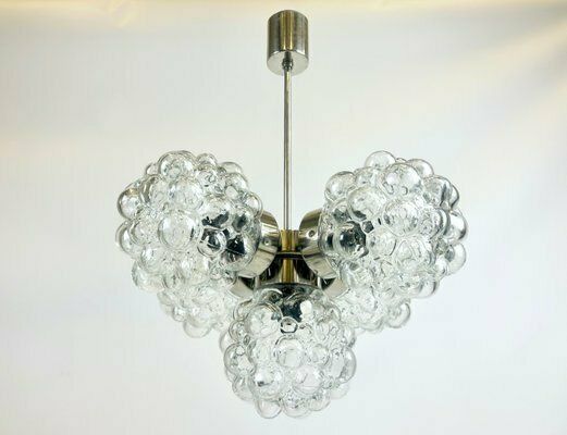 Mid Century 5 Arm Raspberry Chandelier From Kamenický šenov, 1960s photo Lighting