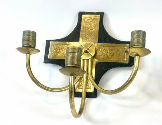 Vintage Church Brass Wall Lamps, 1970s, Set Of 2 photo for sale